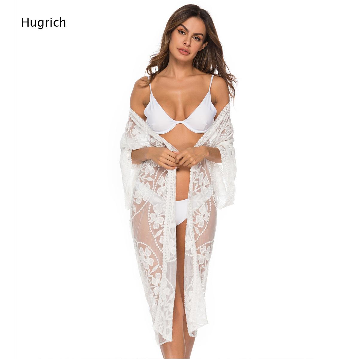 Solid White Floral Embroidery  - огляд і ціна Kimono Sheer Floral