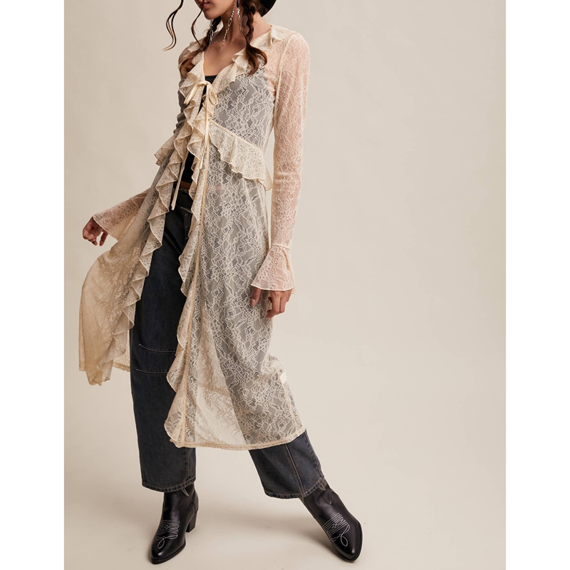Women's Floral Lace Mesh Tie F - огляд і ціна Kimono Sheer Floral