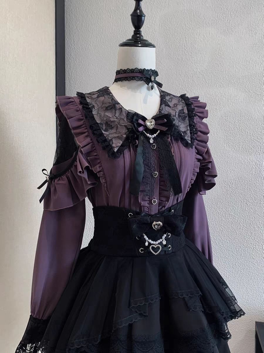 Harajuku Kawaii Skirt Sets Wom - огляд і ціна Blouse Off Shoulder